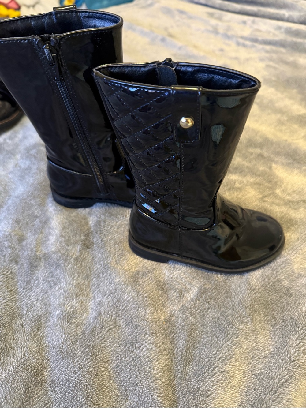 Gymboree Black Patent Mid-Calf Boots size 7 toddler